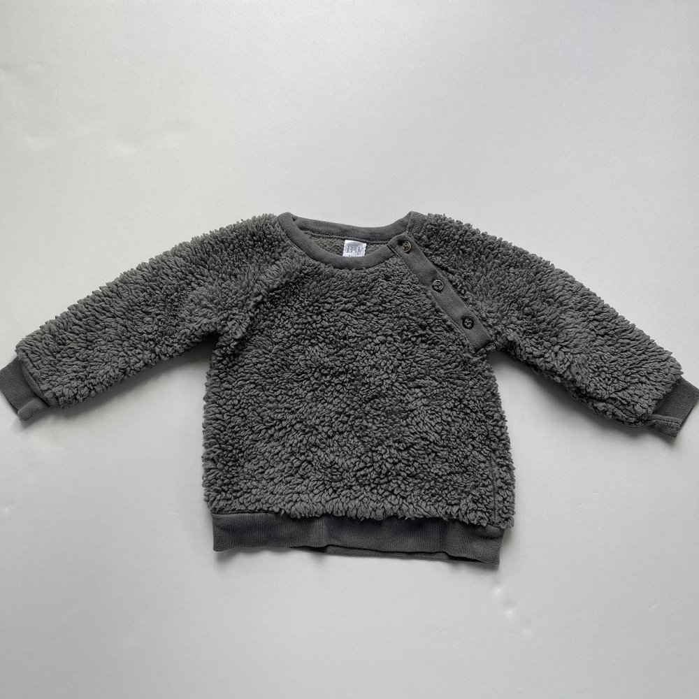 NORDSTROM Baby 9-12 month furry loop knit sweater w/ raglan neck buttons
